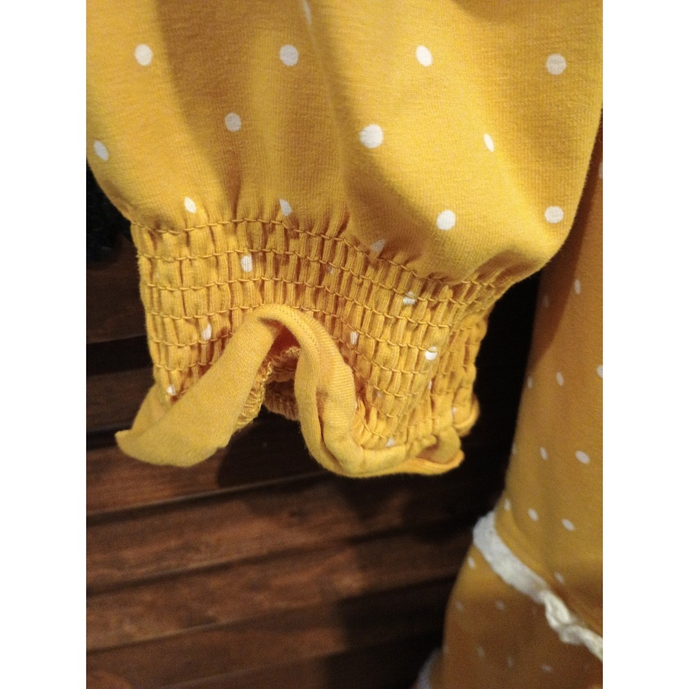 Matilda Jane Girl's Marigold Yellow White Polka Dot Dress Sz 16 Ruffle Boho - Picture 6 of 7